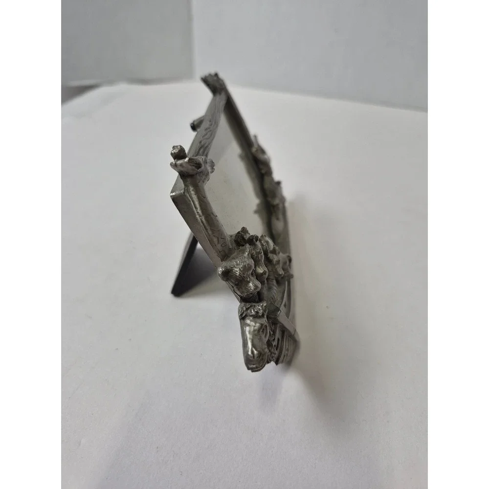 Vintage 1995 Perfect Noahs Ark Pewter Metal Picture Frame 3D Animals Silver Tone